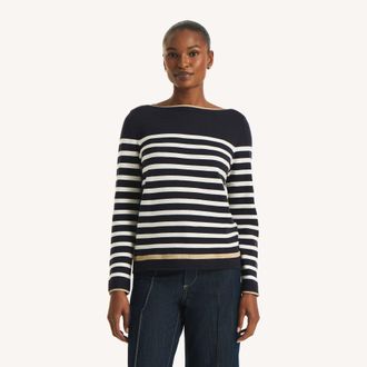 Nautica Womens Striped Boatneck Sweater