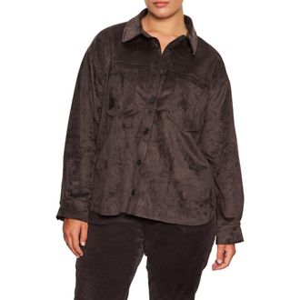 Sanctuary Ivy Faux Suede Long Sleeve Button-Up Shirt in Semi Sweet at Nordstrom Rack, Size 2X