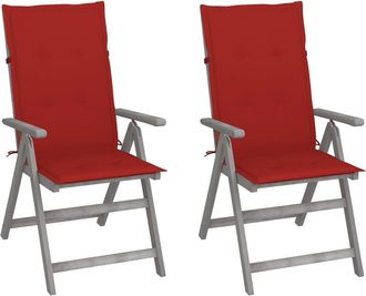 vidaXL Sillas Reclinables Jard&iacute;n Y Cojines 2 Uds Madera Maciza Acacia Vidaxl