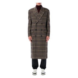 Saint Laurent Long Coat in Wool Check