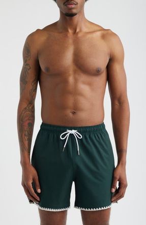 MAVRANS Green Course Stitch Swim Trunks at Nordstrom, Size Xx-Large
