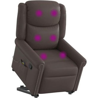 vidaXL Vidaxl - Sill&oacute;n Reclinable Masaje Pie Cuero Sint&eacute;tico Marr&oacute;n Brillante