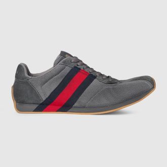 Gucci Mens Gucci Tempo Sneaker, Grey, Fabric