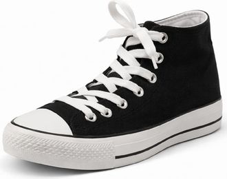 Generic Womens Canvas Platform Hi Top Trainers Lace Up Comfort Sneakers Chunky Outsole (Black, UK Footwear Size System, Adult, Women, Numeric, Medium, 3)