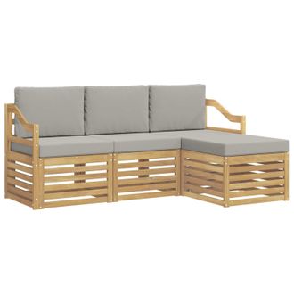 vidaXL Conjunto De Sof&aacute;s De Exterior 4 Pcs Blanco Y Gris Claro Vidaxl