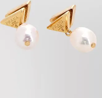 Prada two tone pearl earrings