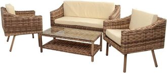 Wanderlust Deco Wanderlust Deco - Set Mesa, Sof&aacute; Y 2 Sillones Color Marr&oacute;n