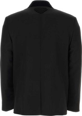 Prada Double-Breasted Wool Blazer - Black