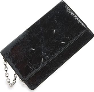 Maison Margiela Medium Crackled Leather Wallet on a Chain in Dark Navy at Nordstrom