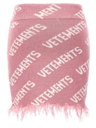 VETEMENTS Logo-Jacquard Viscose Blend Skirt - Pink