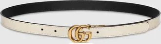 Gucci GG Marmont Reversible Thin Belt, Black, Leather