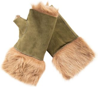 Infinity Leather Womens Shearling Mittens Fingerless Cuffs Toscana Suede Sheepskin Fur