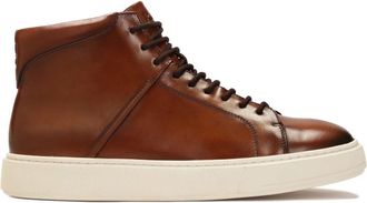 Kazar Bruine hoge sneakers met binding - Heren - Sneakers - Bruin - 46 EU - Leer - Schoenen