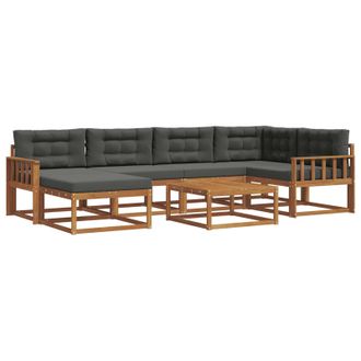 vidaXL Conjunto De Sof&aacute;s De Exterior 7 Pcs Natural Y Antracita Vidaxl
