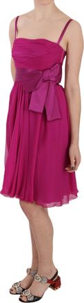 Dolce & Gabbana Womens Fuchsia Pink Bow Silk Sleeveless Dress