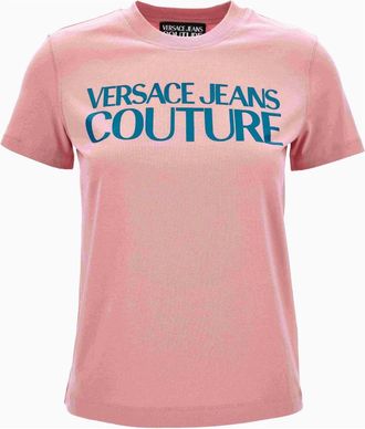 Versace Institutional Logo T-Shirt - Dames - T-shirts - Roze - 2XS - Katoen - Tops