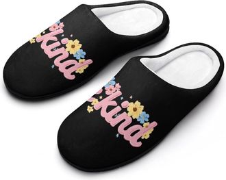 Generic Be Kind Flower Funny Mens Cotton Slippers Soft Non-Slip Rubber Sole House Slipper Indoor Outdoor