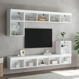 Berkfield Home TV Cabinets with LED Lights 2 pcs White 80x30x30 cm | Size: 80 x 30 x 30 cm