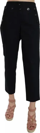 Dolce & Gabbana Black Cropped Front Button Embellished Womens Pants