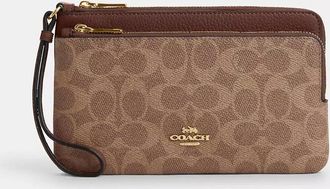 Coach Double Zip Wallet In Signature Canvas