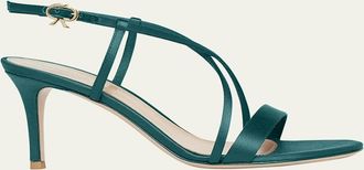 Gianvito Rossi Crepe Satin Crisscross Strappy Stiletto Sandals