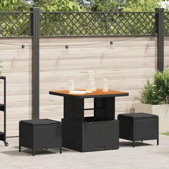 vidaXL Conjunto De Comedor De Jard&iacute;n 3 Pcs Negro Polirat&aacute;n Vidaxl