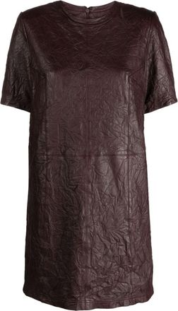 Zadig&Voltaire Riddy creased leather minidress - women - Lamb Skin/Cotton - L - Brown