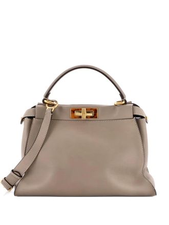 Fendi Peekaboo Bag Leather with Plexiglass Detail Regular satchel - Grijs
