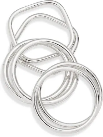 Open Edit 6-Pack Assorted Bangles in Silver at Nordstrom
