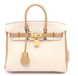 Herm&egrave;s Herm&egrave;s Togo Birkin 25 in Caramel Brown and Cream with Gold Hardware