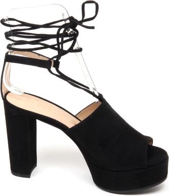 Unisa Zwarte Kid Suede Sleehak Sandalen Schoenen - Dames - Sandalen met hakken - Zwart - 38 EU - Su&egrave;de - Schoenen