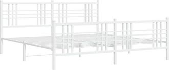 vidaXL Vidaxl - Estructura Cama Sin Colch&oacute;n Con Estribo Metal Blanco 183x213 Cm