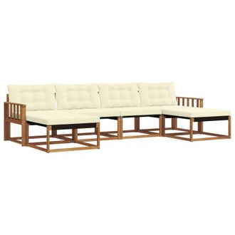 vidaXL Conjunto De Sof&aacute;s De Exterior Con Coj&iacute;n 6 Pcs Natural Y Crema Vidaxl