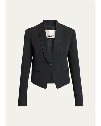 Isabel Marant Pialena Satin Trim SIngle-Breasted Tailored Jacket