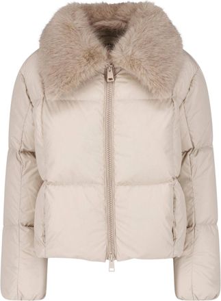 Herno Technical Fabric Padded Jacket With Faux Fur Collar