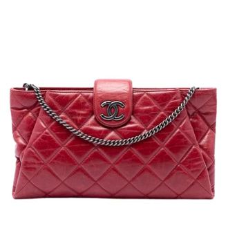 Chanel Pre-owned Quilted Calf Leather Crossbody Bag - Dames - Pre-owned - Rood - Maat: ONE Size Leer
