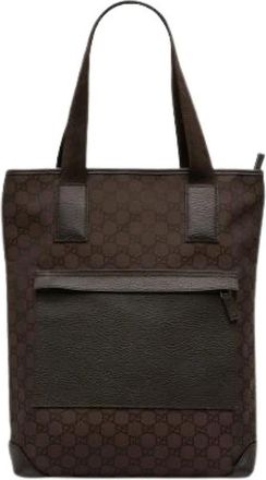 Gucci Pre-owned Tote Bags, female, Brown, Size: ONE SIZE Pre-owned Canvas Tote Bag
