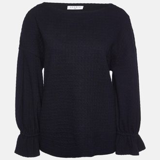 Sandro Black Cotton Lolipop Balloon Sleeve Top