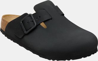 Birkenstock Womens Boston Clogs in Black Leather - Size UK 7.5