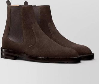 Dior suede round toe boots with stacked heel