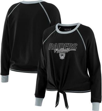 WEAR by Erin Andrews Womens WEAR by Erin Andrews Black Las Vegas Raiders Tie-Front Long Sleeve T-Shirt at Nordstrom, Size X-Large