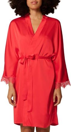 Simone P&eacute;r&egrave;le Satin Secrets Wrap in Flamingo at Nordstrom, Size Small