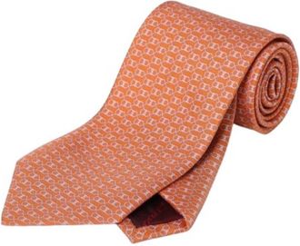 Ferragamo Mens Gancini Print Silk Tie