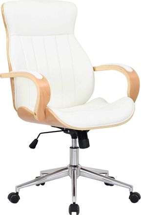 Clp Silla de oficina giratoria regulable en Simil cuero Natural/blanco