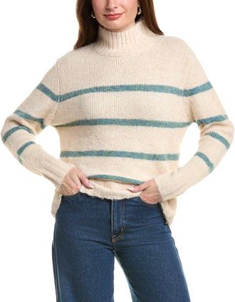 Color Block Mock Neck Wool-Blend Sweater