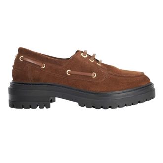 Dune London Dames-bootschoenen van Venetiaans leer met vetersluiting (Bruin)