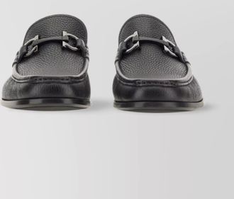 Ferragamo gancini buckle textured leather loafers