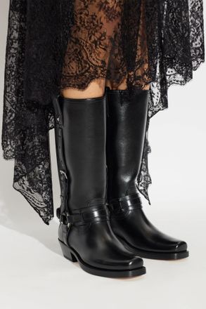 Fendi Leather Knee-High Boots Hrabia, Womens, Black