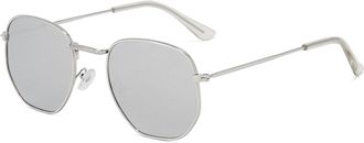 Generic Metal Men Outdoor Sunglasses Women Driving Decorative Sun Glasses(Silver)