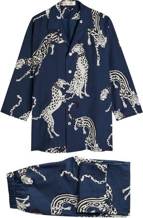 Olivia Von Halle Casablanca Printed Cotton-blend Pyjama set - Blue - S (UK8-10 / S)